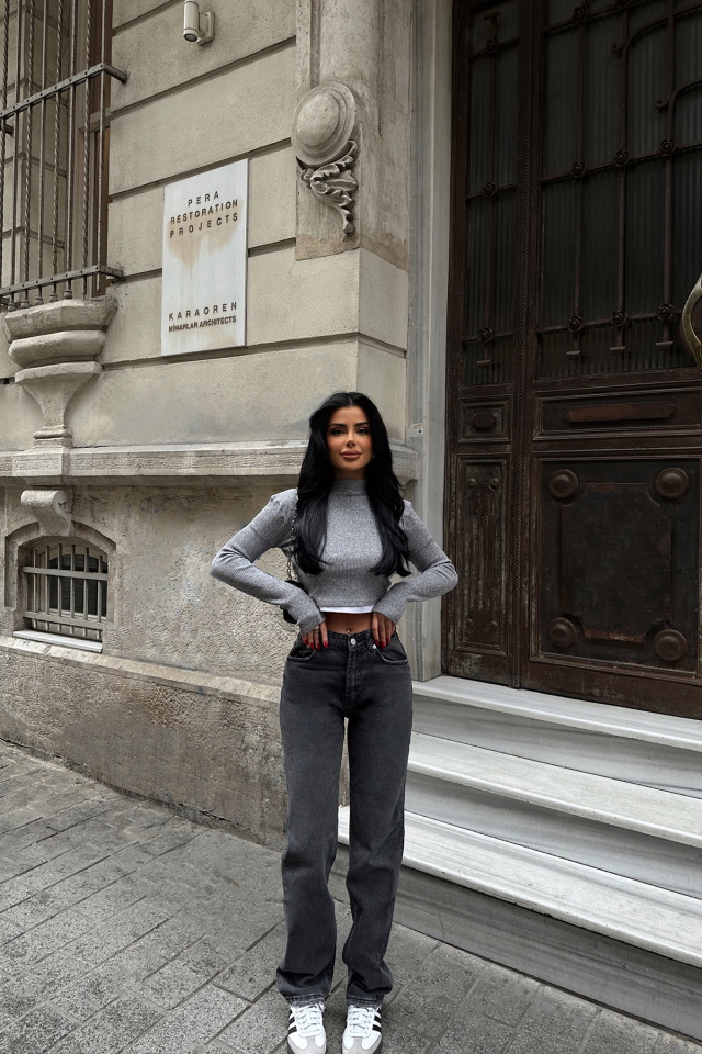 Gri Yüksek Bel Jean ATE-0724 - 3