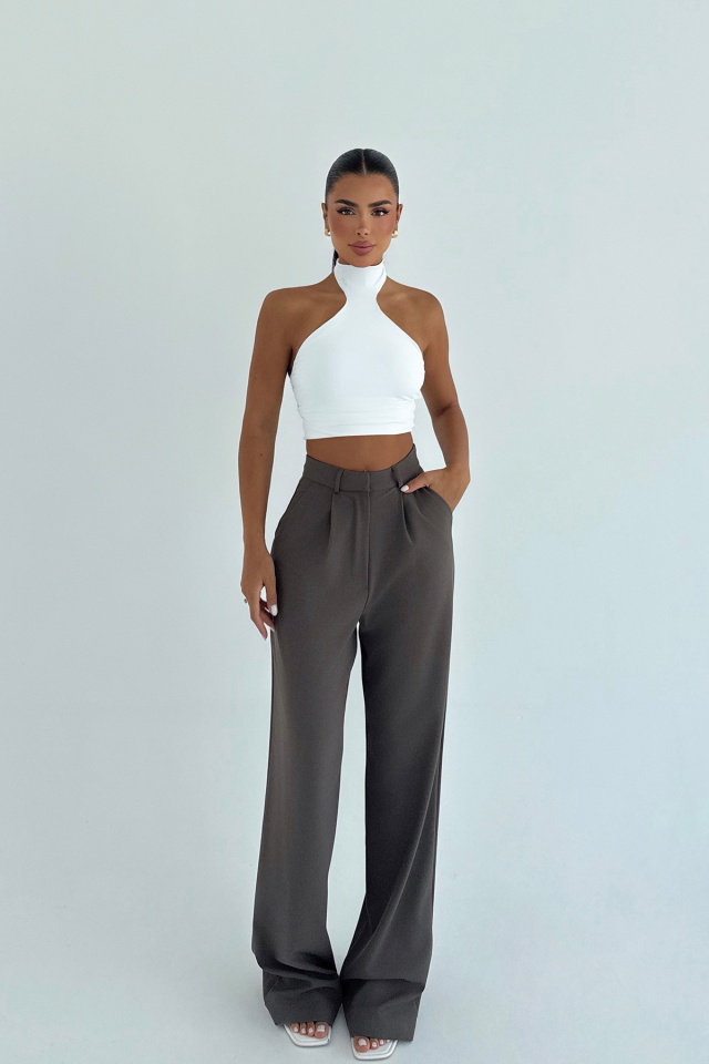Gri Sorine Yüksel Bel Pantolon ATE-2991 - 1