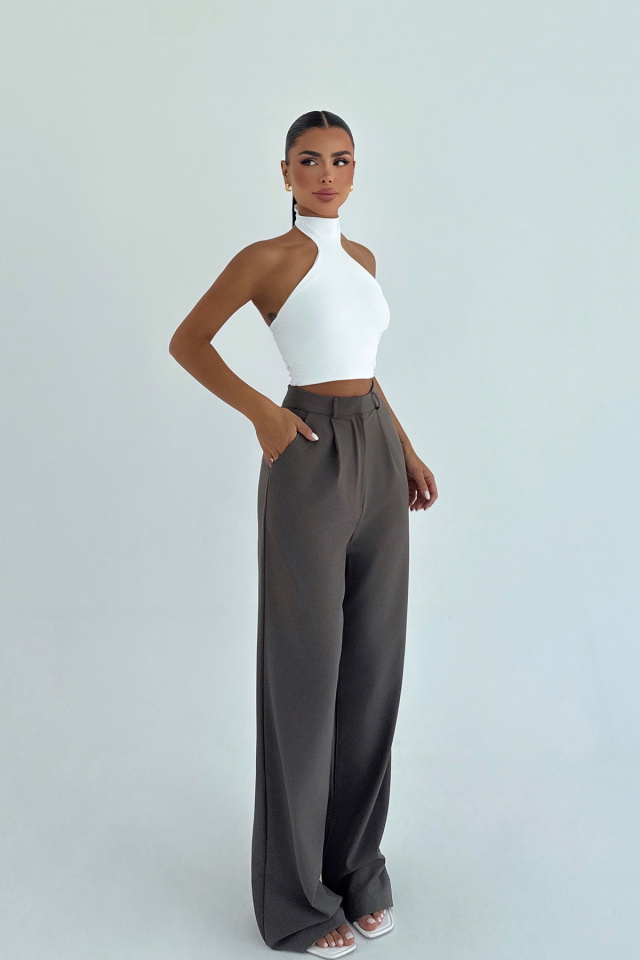 Gri Sorine Yüksel Bel Pantolon ATE-2991 - 3