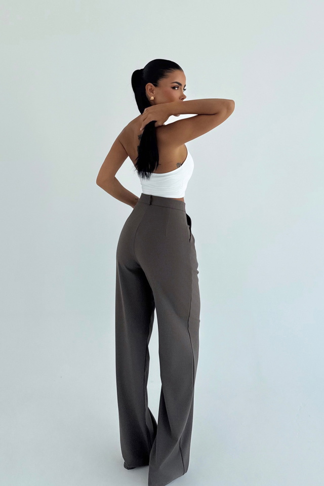 Gri Sorine Yüksel Bel Pantolon ATE-2991 - 4