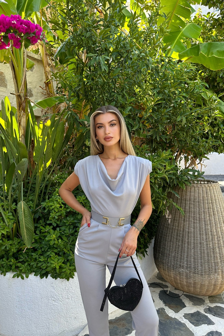 Gri Zincir Kemerli Tulum ATE7744 - EYYO