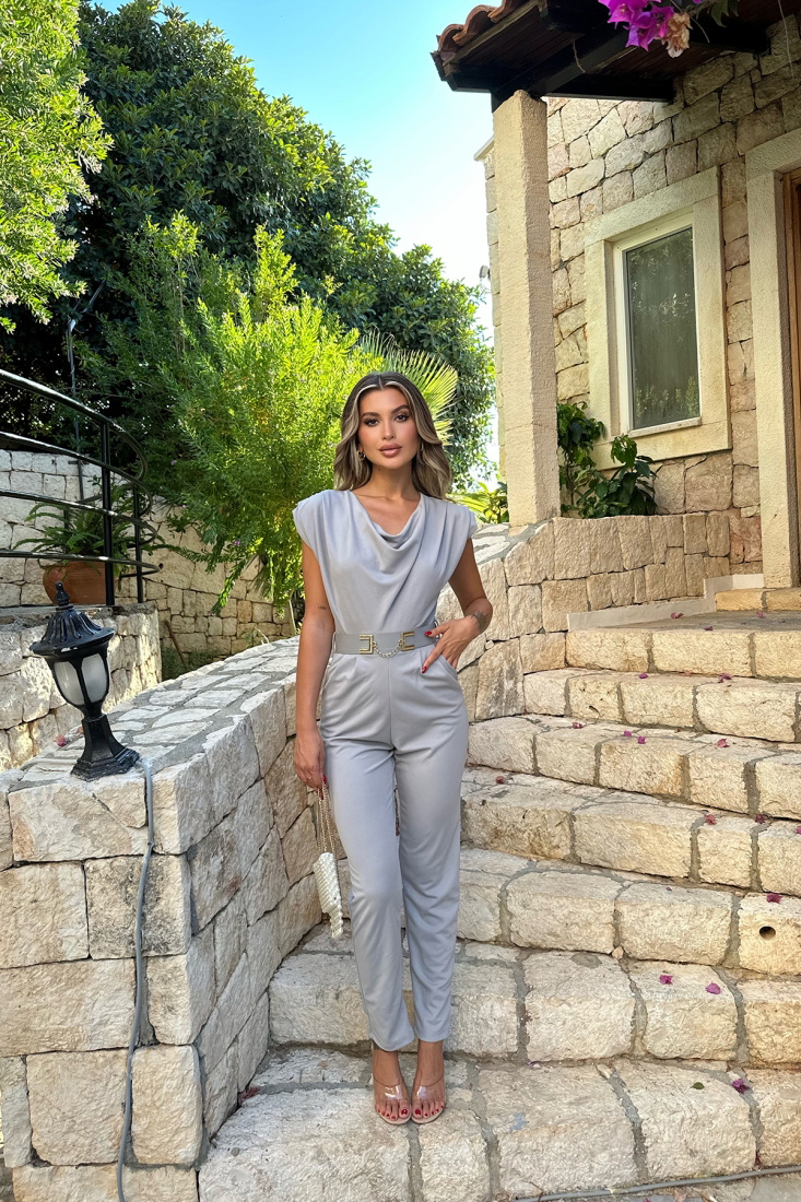 Gri Zincir Kemerli Tulum ATE7795 - EYYO