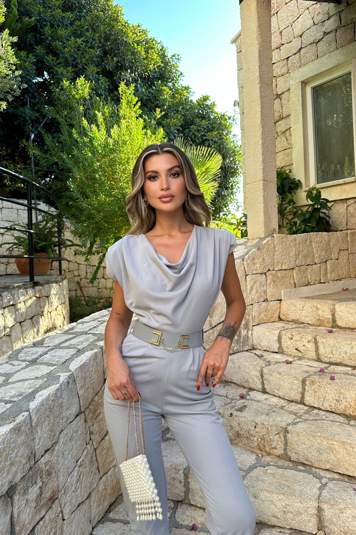 Gri Zincir Kemerli Tulum ATE7795 - EYYO