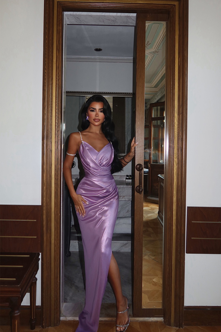 Gül Kurusu Averie Taş Askılı Abiye Elbise ATE-3390 - EYYO