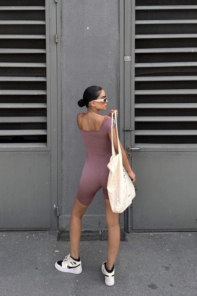 Gül Kurusu Kare Yaka Tulum ATE7437 - 4