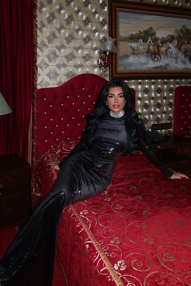 Gümüş Zofia uzun elbise ATE-4017 - 3