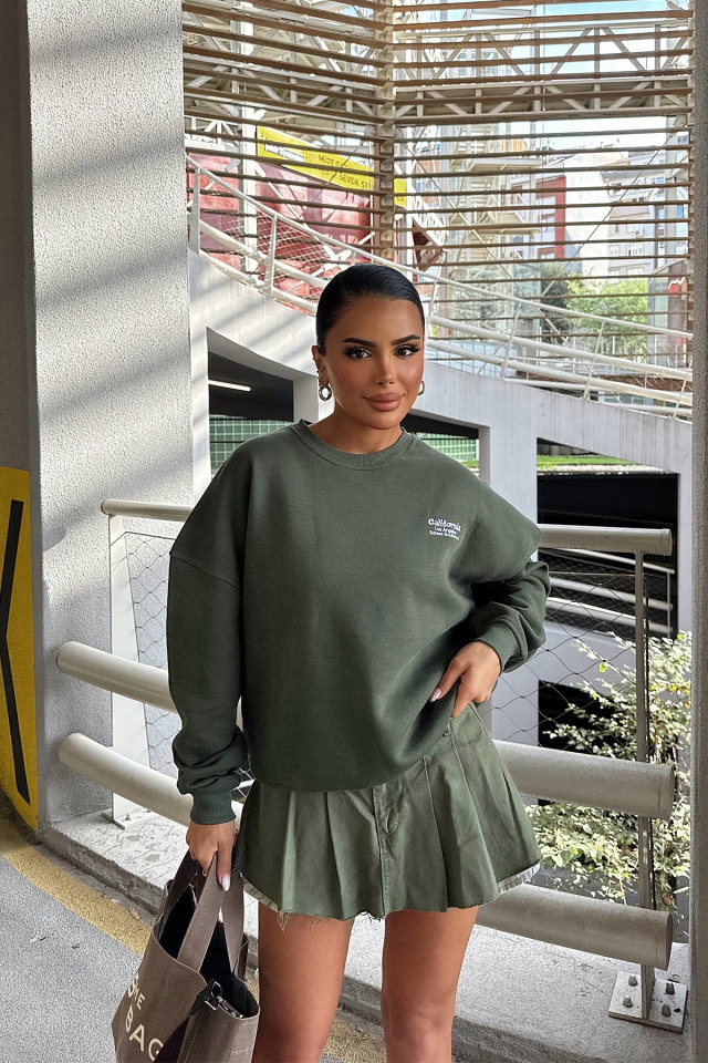 Haki Arkası Yazılı Sweat ATE-0277 - 6