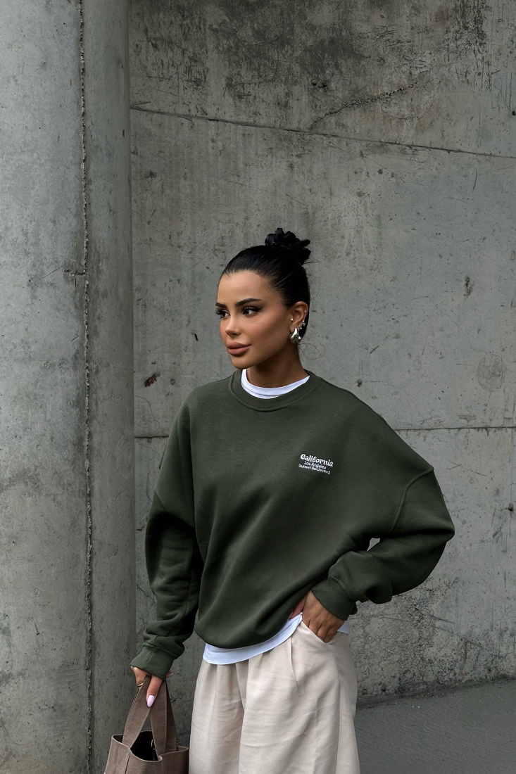 Haki Arkası Yazılı Sweat ATE-0277 - EYYO