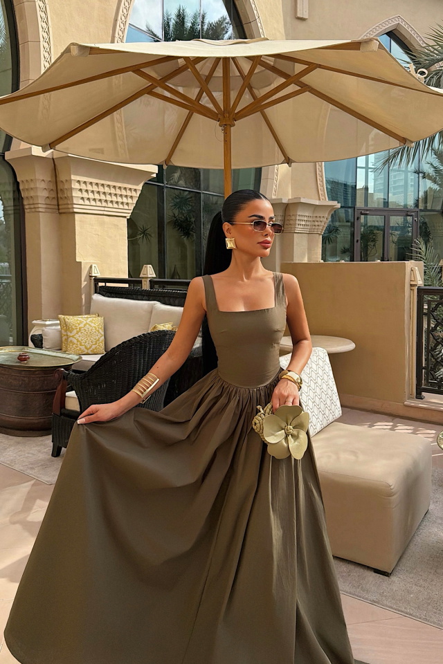 Haki Boundless Uzun Elbise ATE-4193 - 2