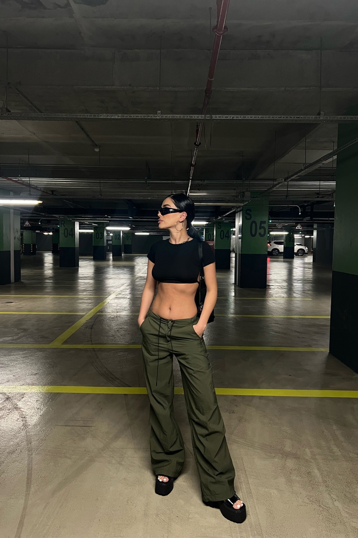 Haki Bağlamalı Palazzo Pantolon ATE6922 - 