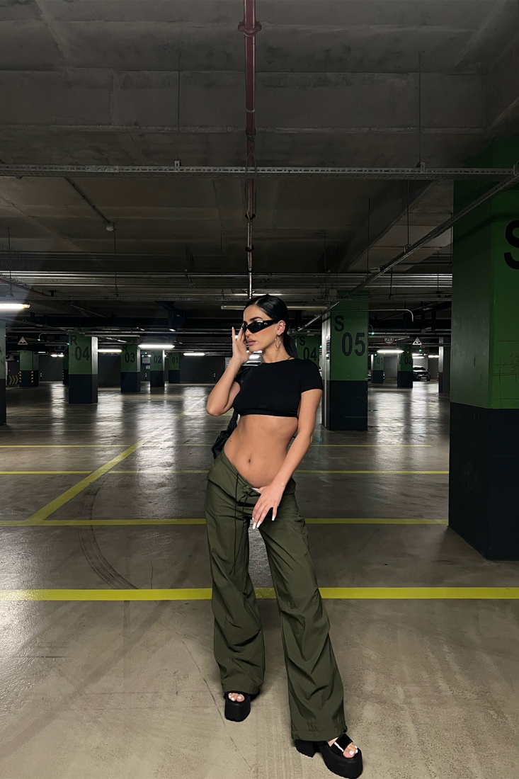 Haki Bağlamalı Palazzo Pantolon ATE6922 - 