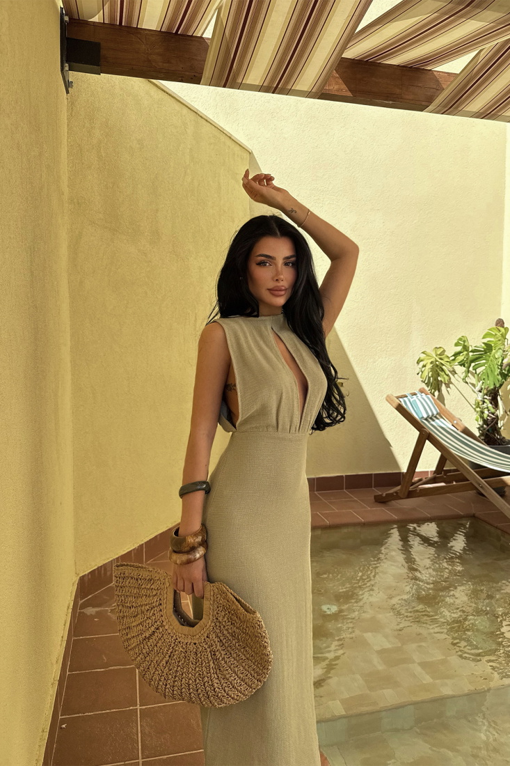 Haki Himari Elbise ATE-1649 - EYYO