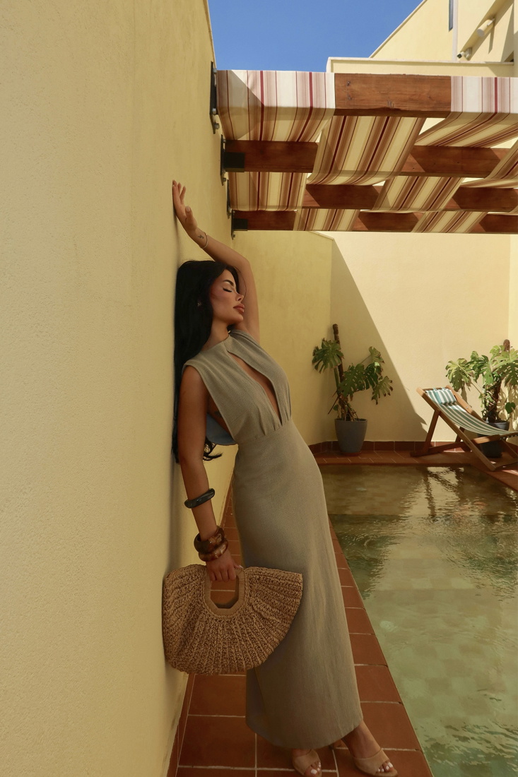 Haki Himari Elbise ATE-1649 - EYYO