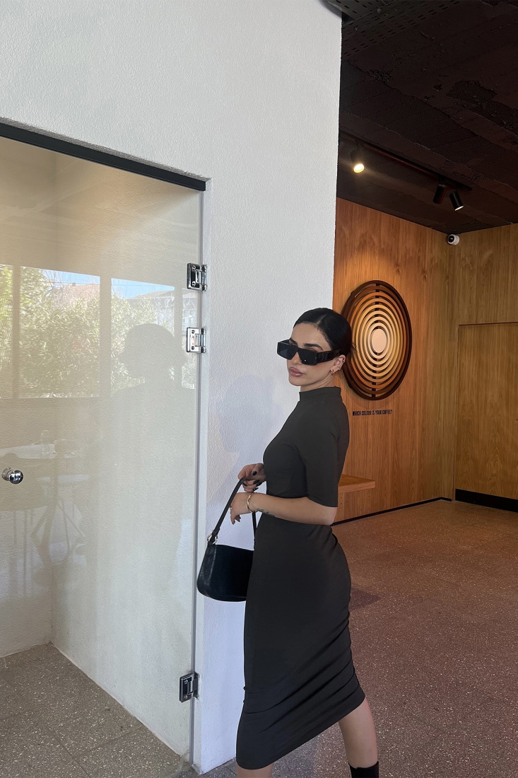 Haki Basic Uzun Elbise ATE4015 - EYYO