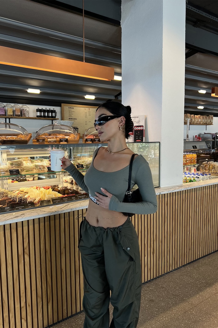 Haki Baskılı Crop Top ATE2808 - EYYO