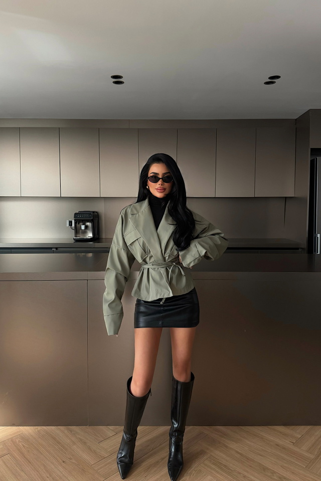 Haki Cep Detay Ceket ATE-4405 - 2