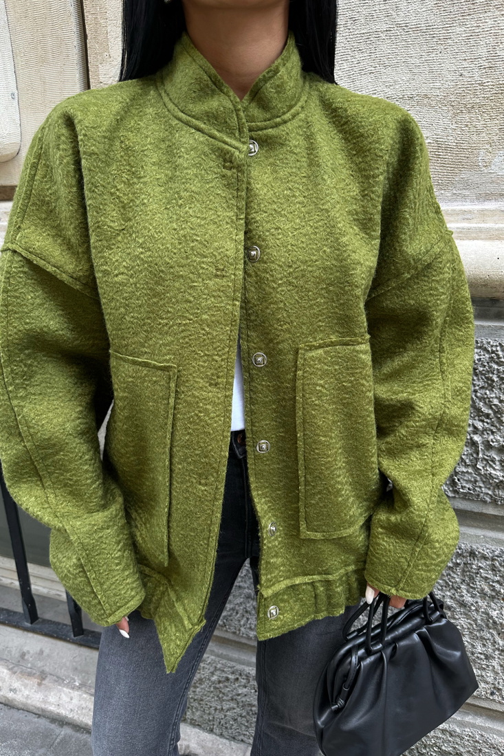 Dıta Haki Cep Detay Yün Ceket ATE8365 - EYYO