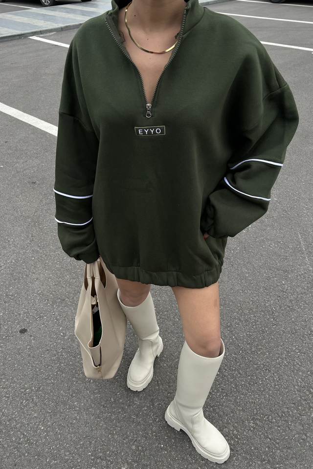 Haki Eyyo Baskılı Basic Sweat ATE3595 - 2