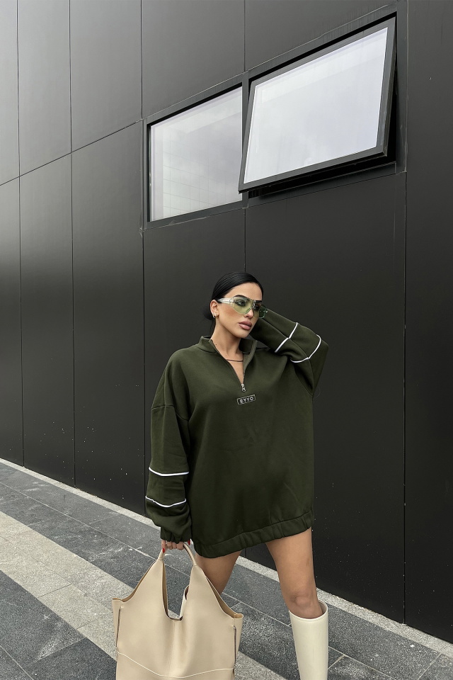 Haki Eyyo Baskılı Basic Sweat ATE3595 - 4