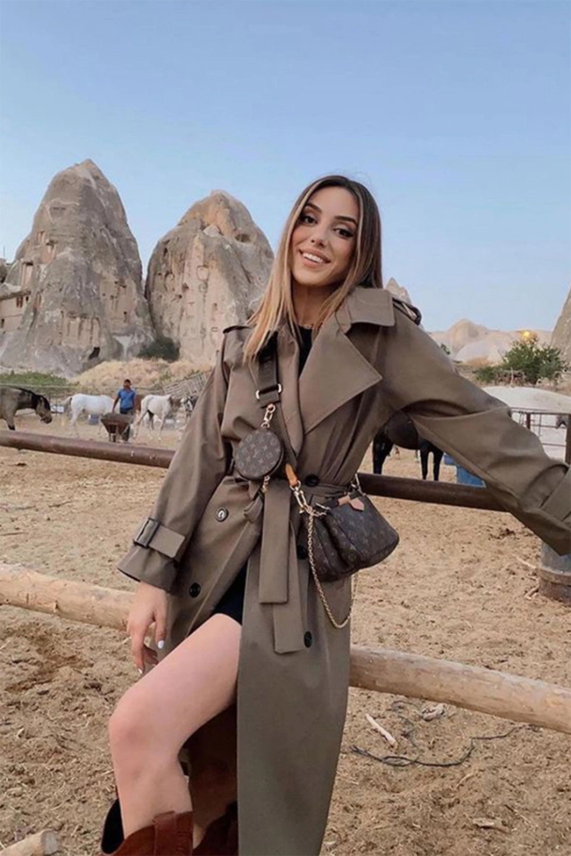 Haki Kolları Kemerli Trenckot ATE-4971 - 4