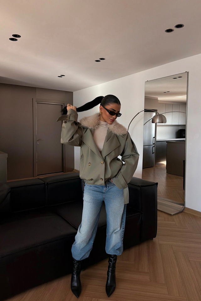 Haki Petal Trençkot ATE-4216 - 2