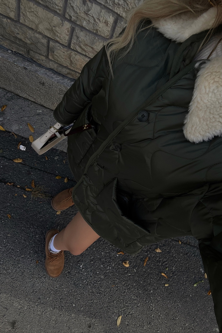 Haki Kürk Detay Kapitone Mont ATE2448 - EYYO