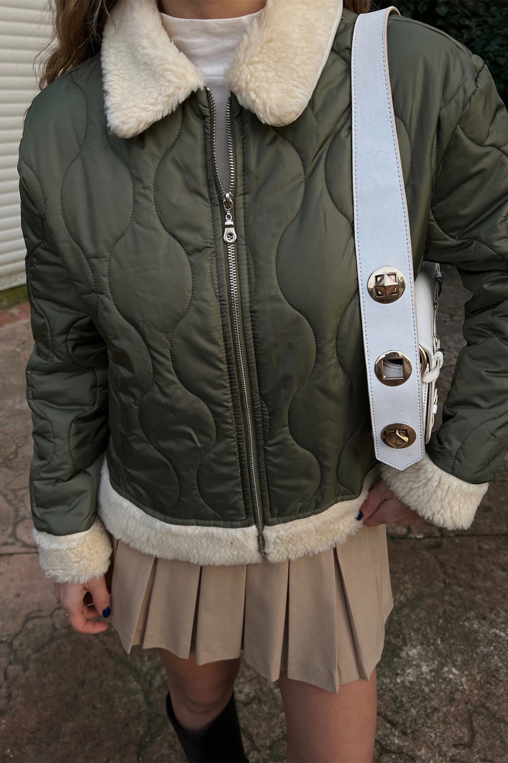 Haki Kürk Detay Mont ATE3182 - EYYO