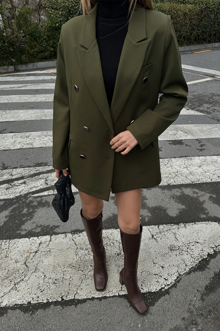 Haki Önü Düğmeli Ceket ATE4792 - EYYO