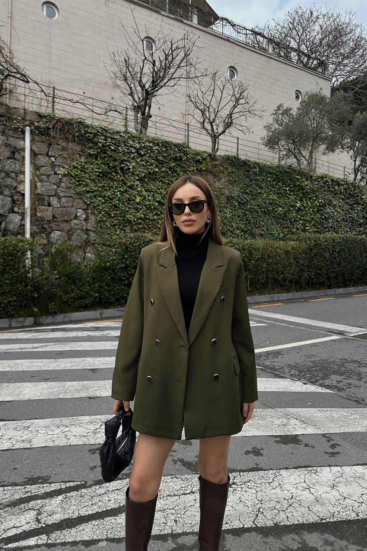 Haki Önü Düğmeli Ceket ATE4792 - EYYO