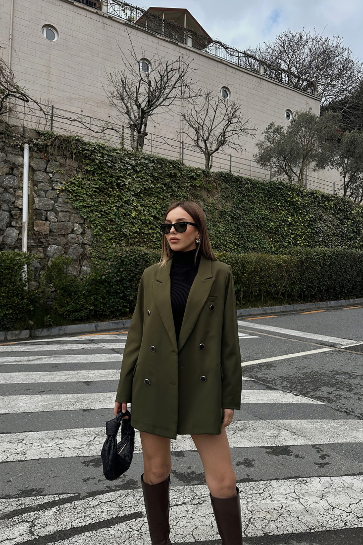 Haki Önü Düğmeli Ceket ATE4792 - EYYO