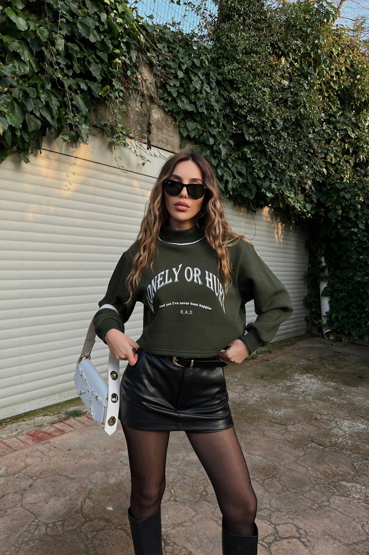 Haki Önü Yazılı Sweat ATE3168 - EYYO