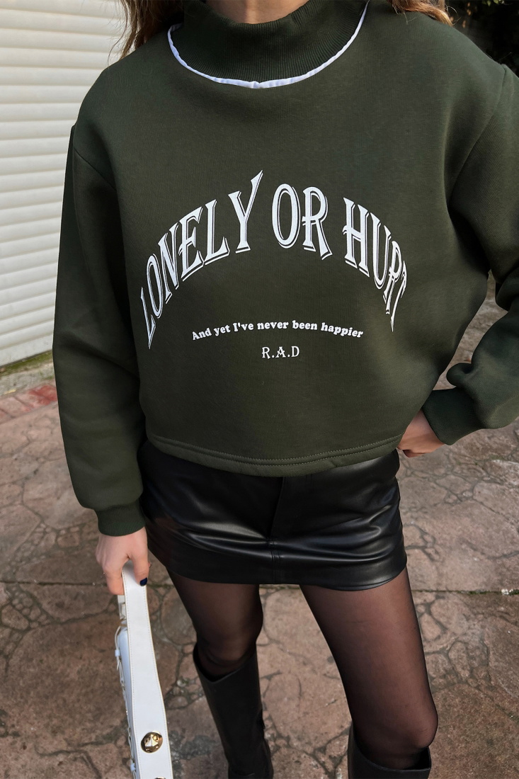 Haki Önü Yazılı Sweat ATE3168 - EYYO