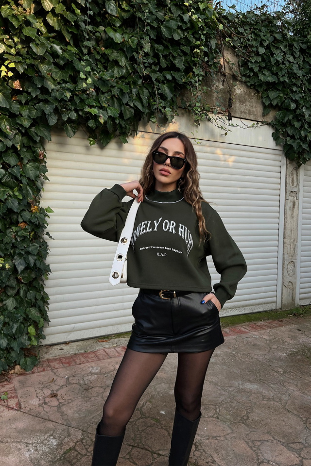 Haki Önü Yazılı Sweat ATE3168 - 1