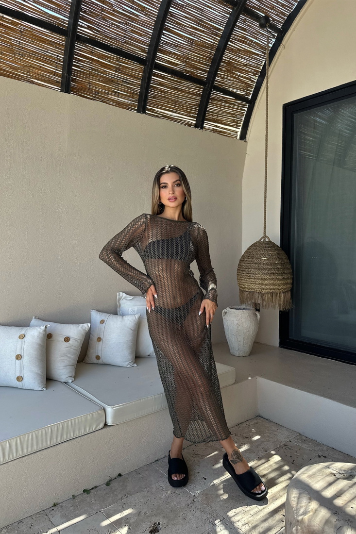 Haki Örme Uzun Elbise ATE7477 - EYYO