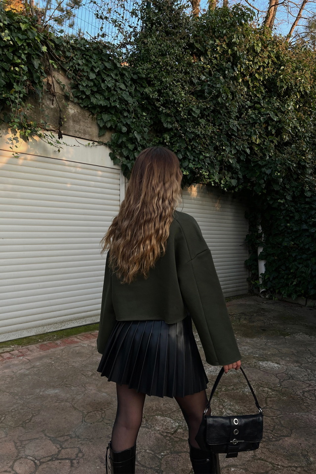 Haki Oversize Basic Sweat ATE3177 - 4