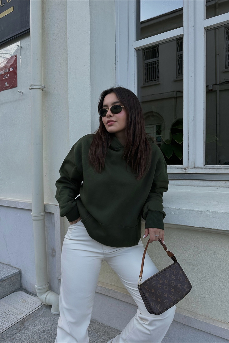 Haki Oversize Sweat ATE3499 - EYYO