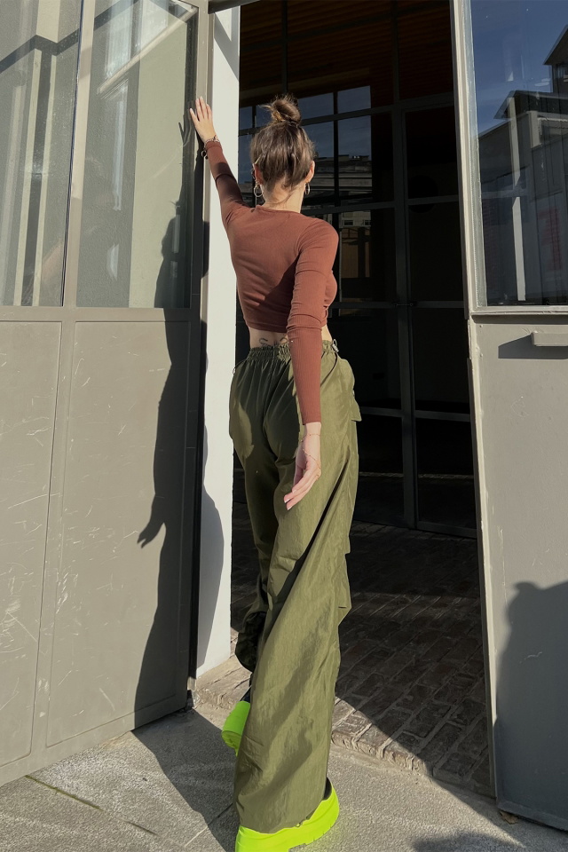 Haki Paçası Bağlamalı Pantolon ATE3109 - 5