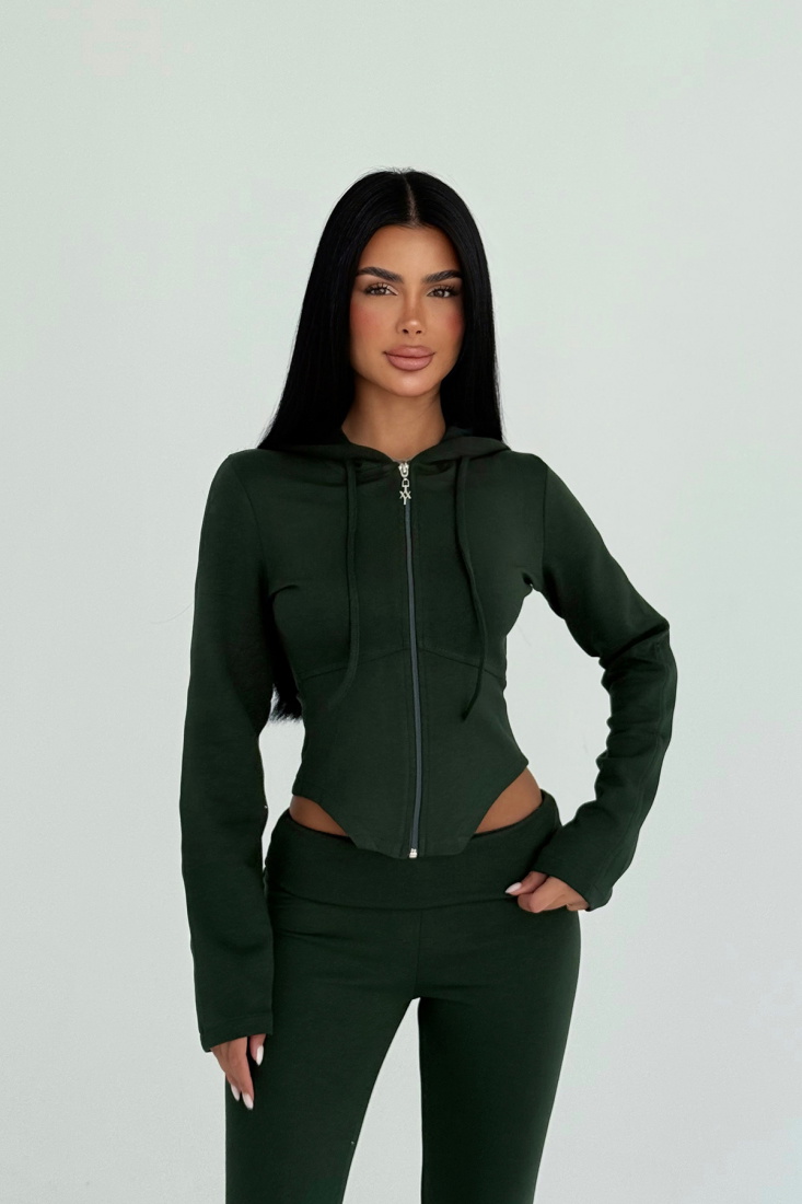 Haki Pointelle Tracksuit Takım ATE-3533 - EYYO