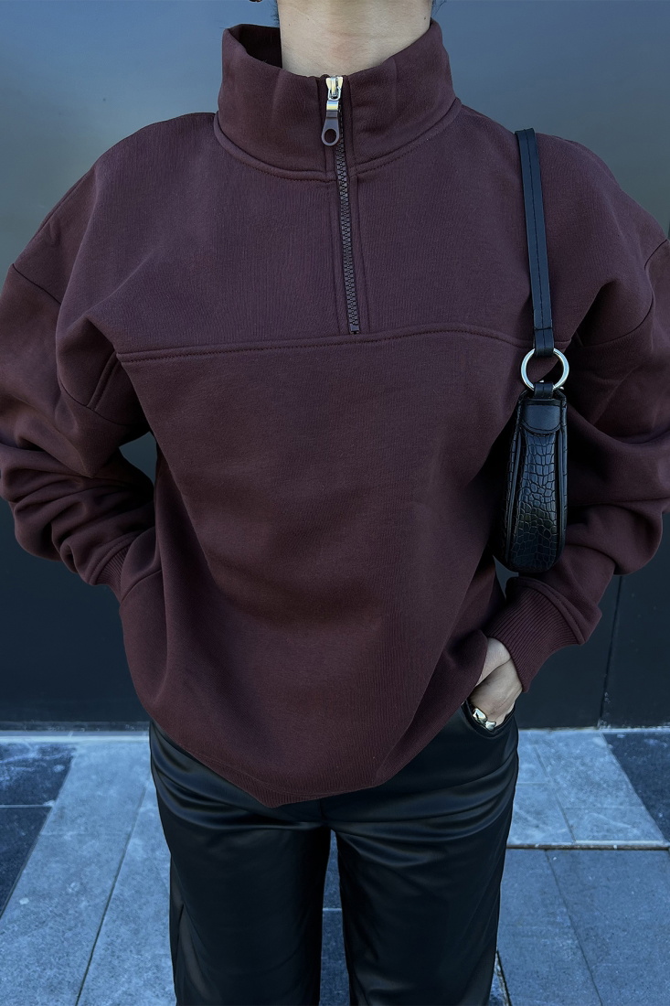 Half Zippered Basic Sweat ATE2184 - EYYO