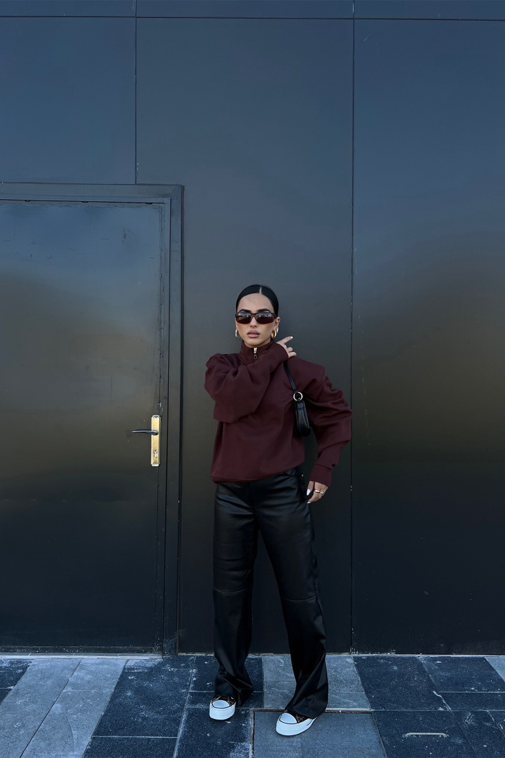 Half Zippered Basic Sweat ATE2184 - EYYO