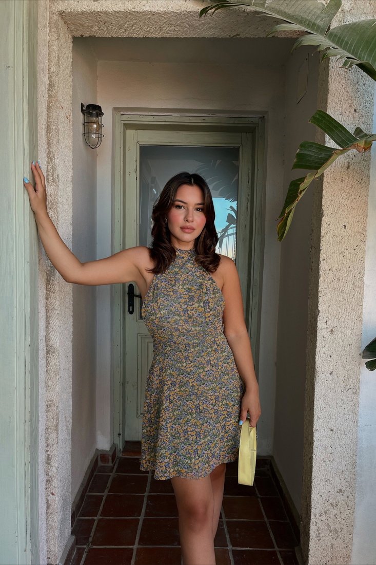 Halter Yaka Sırt Detay Mini Elbise ATE1049 - EYYO ATELIER