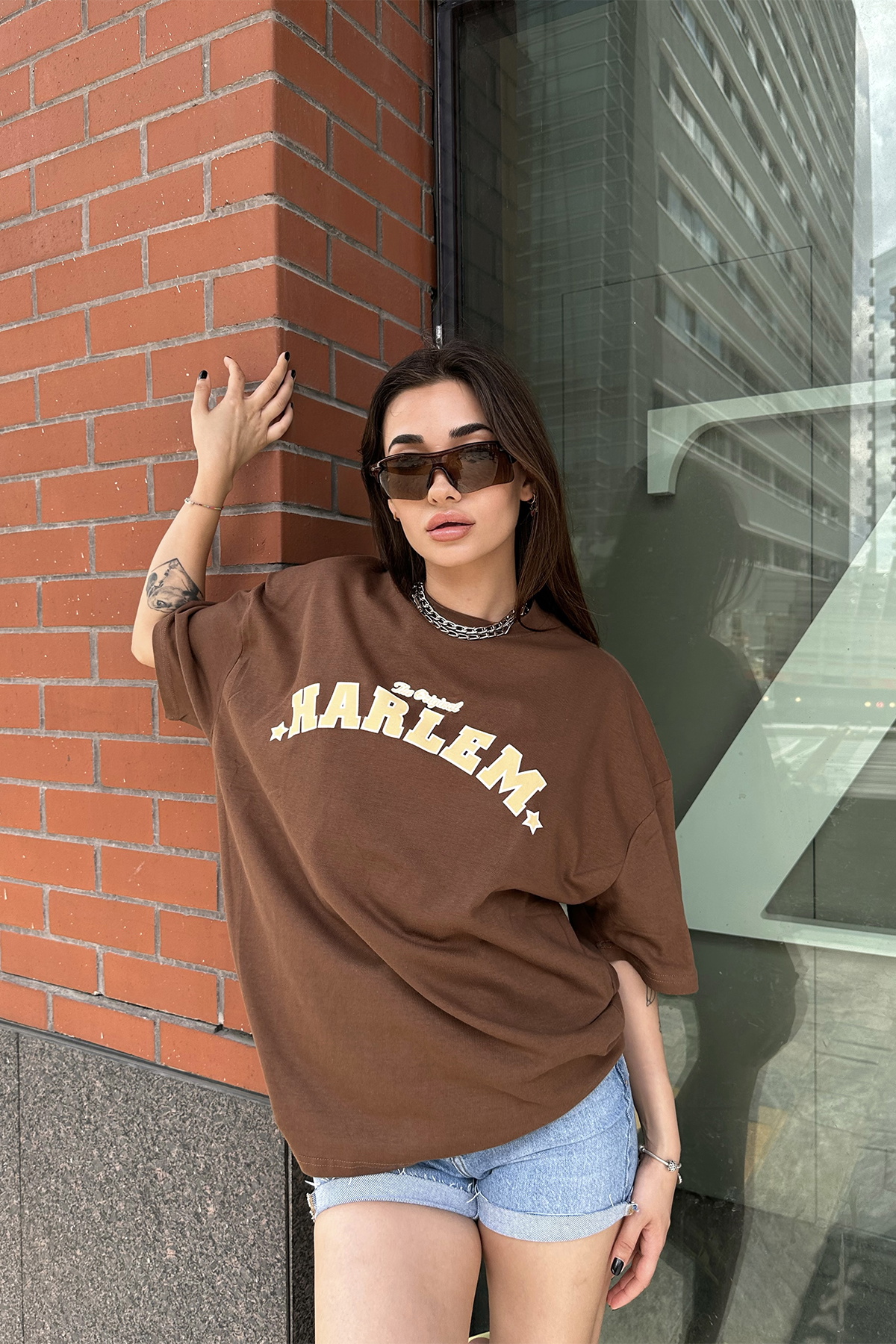 Harlem Yazılı Oversize Tişört - 5