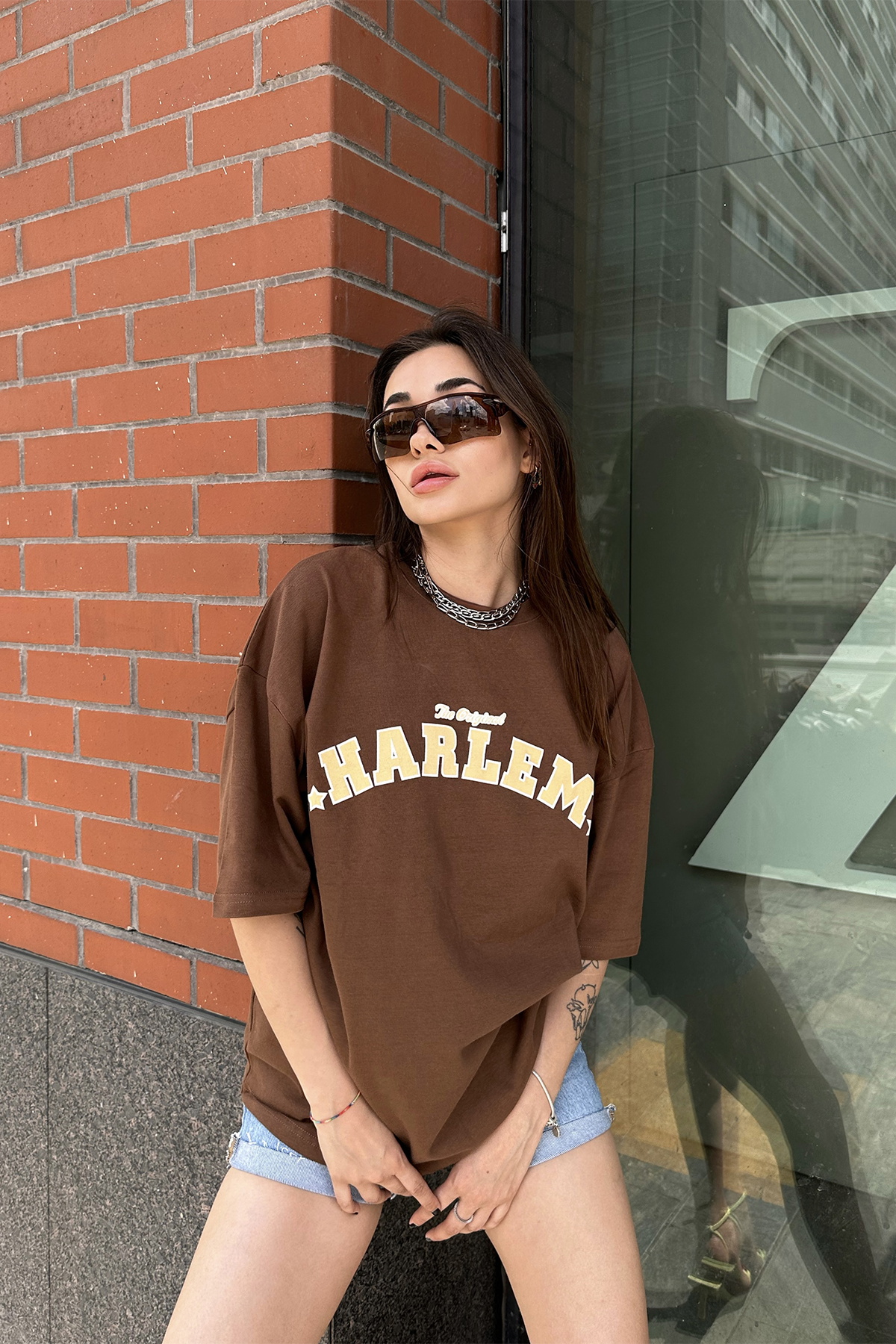 Harlem Yazılı Oversize Tişört - 4