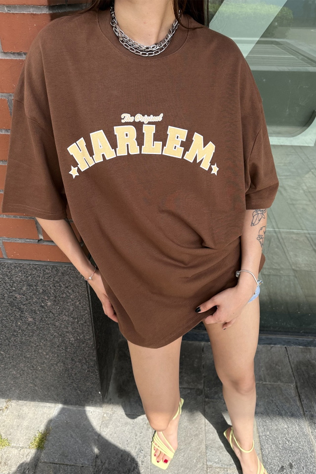 Harlem Yazılı Oversize Tişört ATE7292 - 2