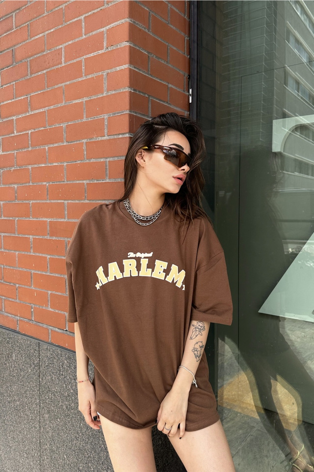 Harlem Yazılı Oversize Tişört ATE7292 - 3