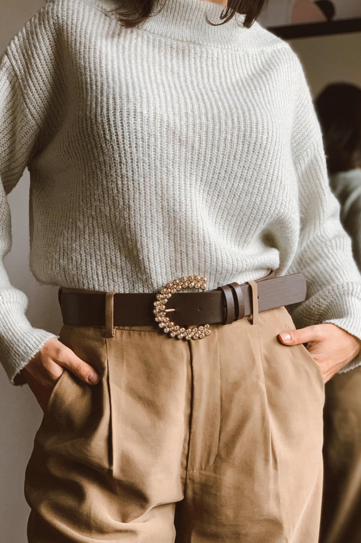 İnci Taşlı Kahverengi KEMER KMR31 - EYYO