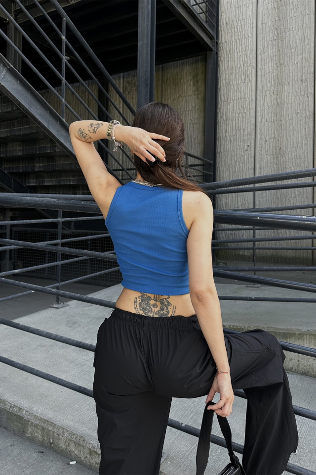İndigo Amour Parıs Yazılı Crop Top ATE7321 - 5