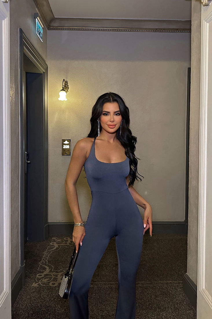 SHİNE İndigo Askılı Uzun Tulum ATE8689 - EYYO