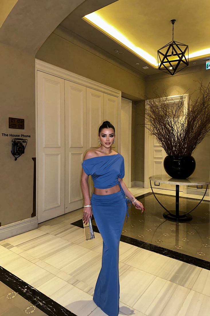 Jemıma İndigo Etekli Takım ATE-0844 - EYYO