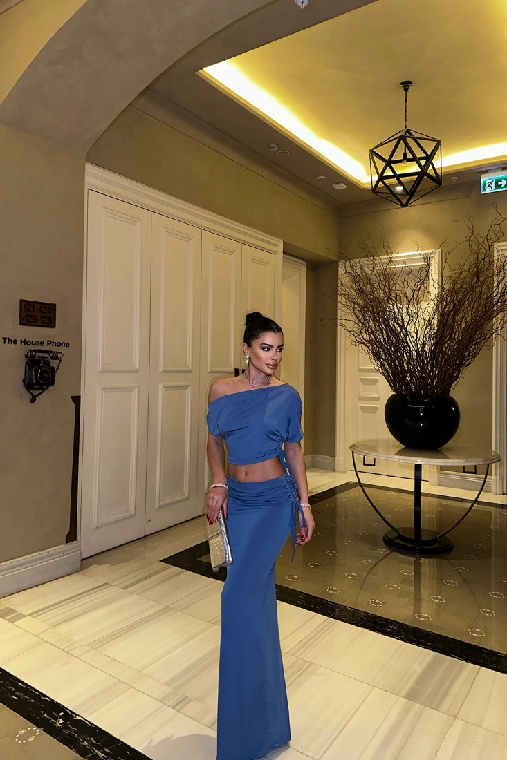 Jemıma İndigo Etekli Takım ATE-0844 - EYYO